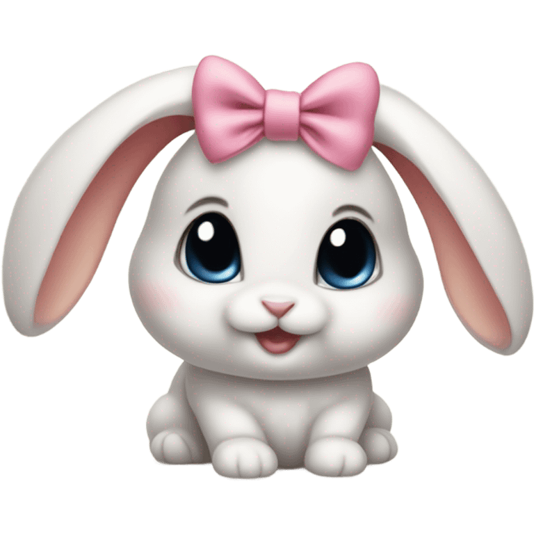 Baby bunny with coquette bow on ear emoji