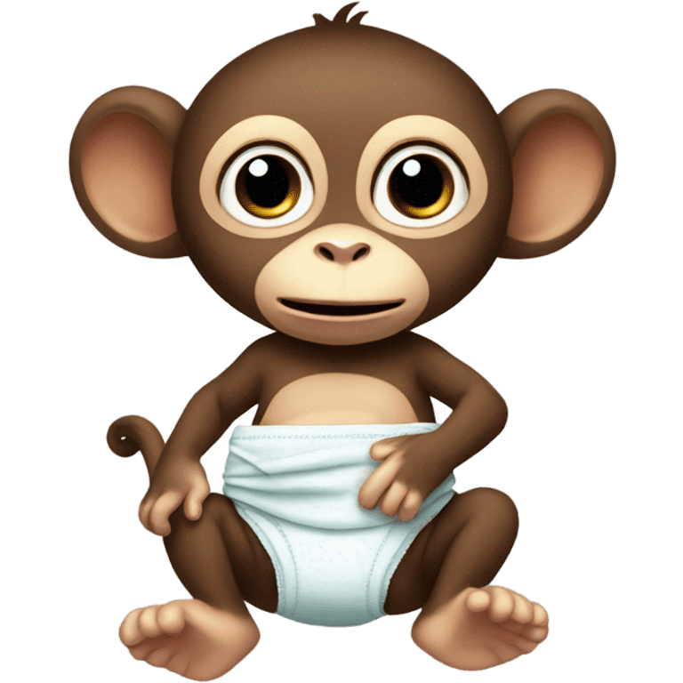 Baby monkey with binky and diaper emoji