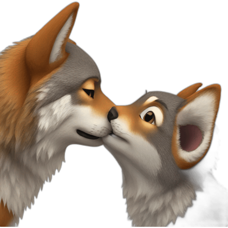 wolf kisses squirrel emoji