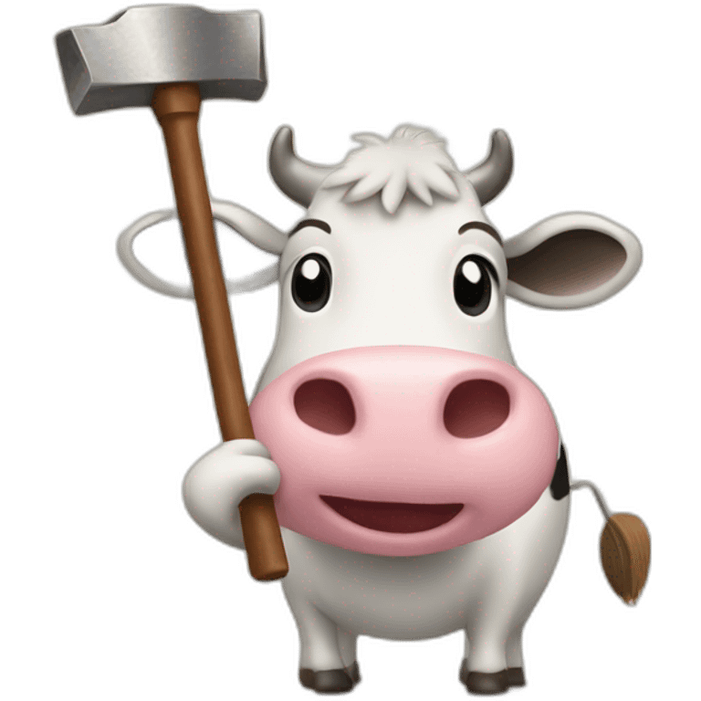 cow waving pan and hammer emoji