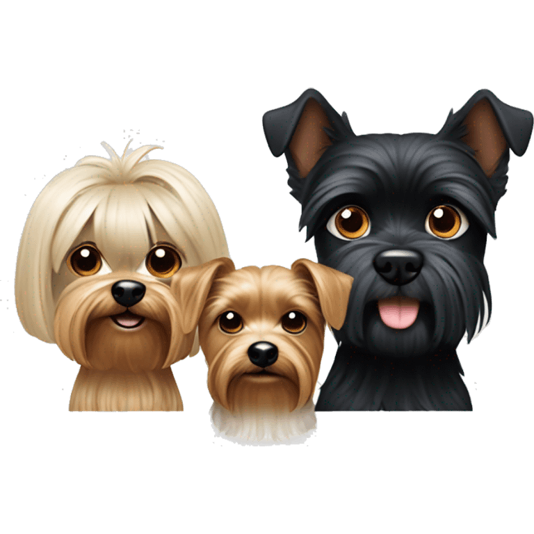 Husband, wife, Yorkshire terrier and black dog with white breasts emoji