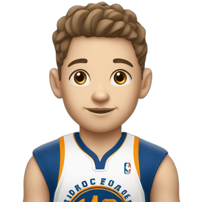 white skin kid basketball player with logo "Eliocroca" in the shirt emoji