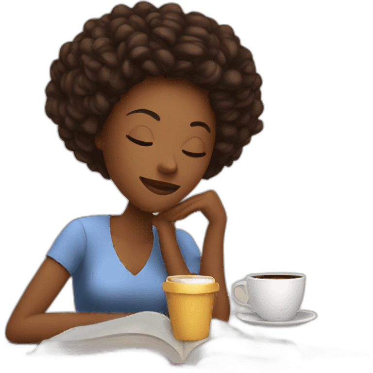 Women relaxing with coffee and book emoji