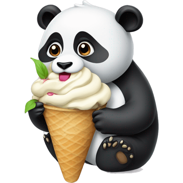 Panda eating ice cream emoji