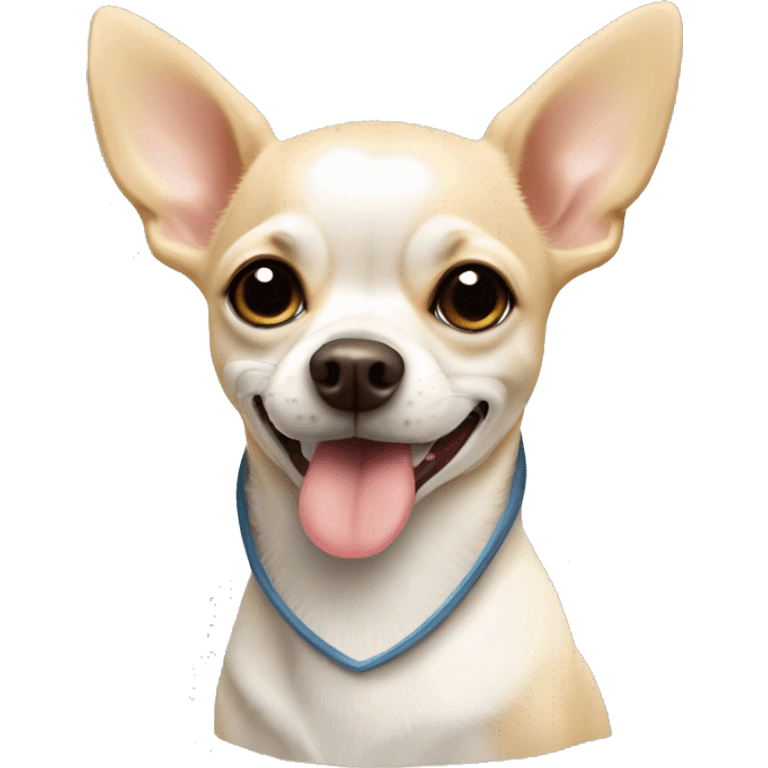 cream chihuahua wearing vet cone emoji