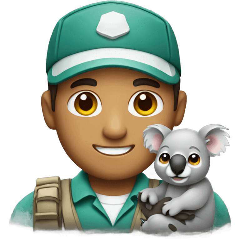 Male zookeeper holding koala emoji