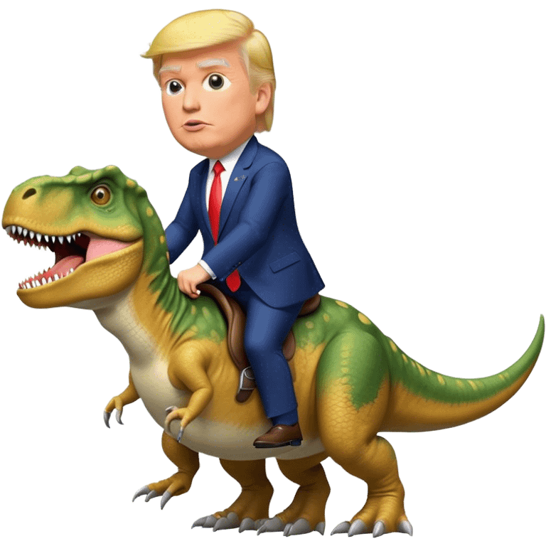 Donald Trump riding t-rex emoji