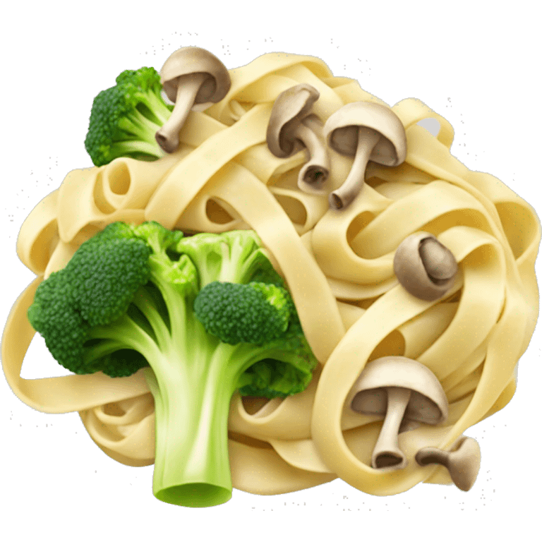 Fettuccini Alfredo with broccoli and mushrooms  emoji