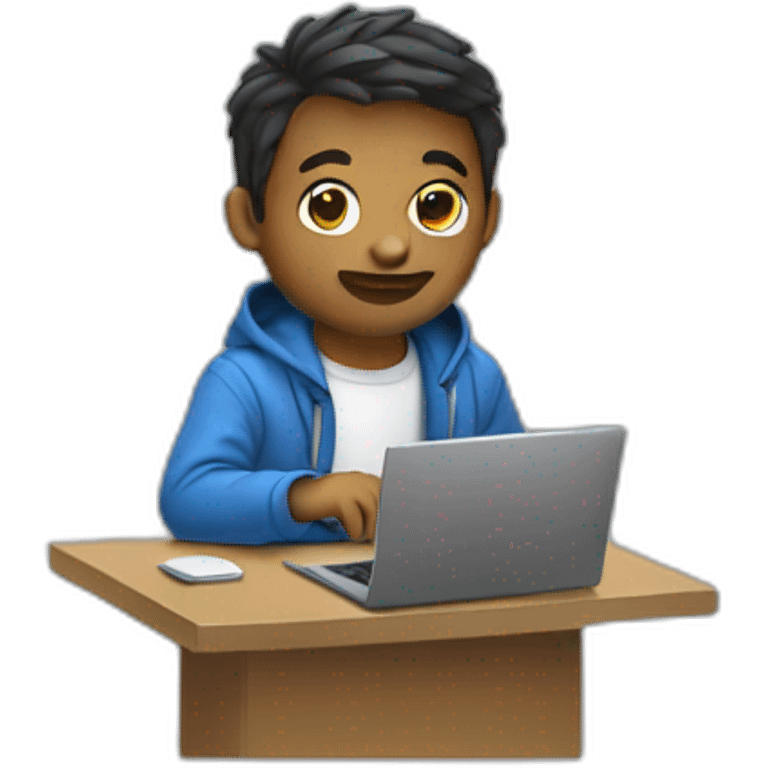 Cute programmer on his laptop emoji