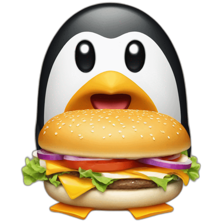 Penguin making a burger emoji