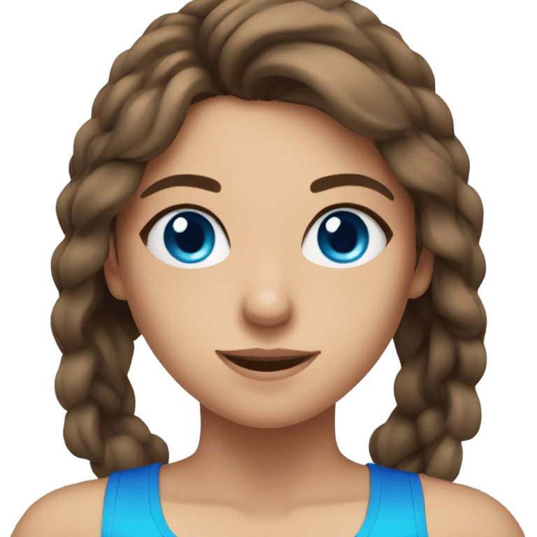 Girl at the gym, brown hair and bright blue eyes  emoji