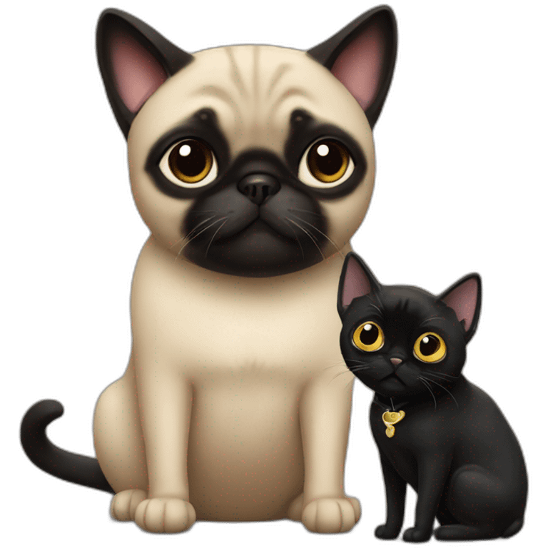 Black cat with a pug emoji