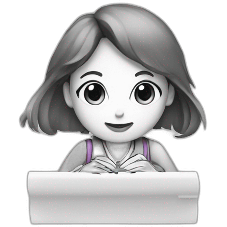 a girl writes on a paper emoji