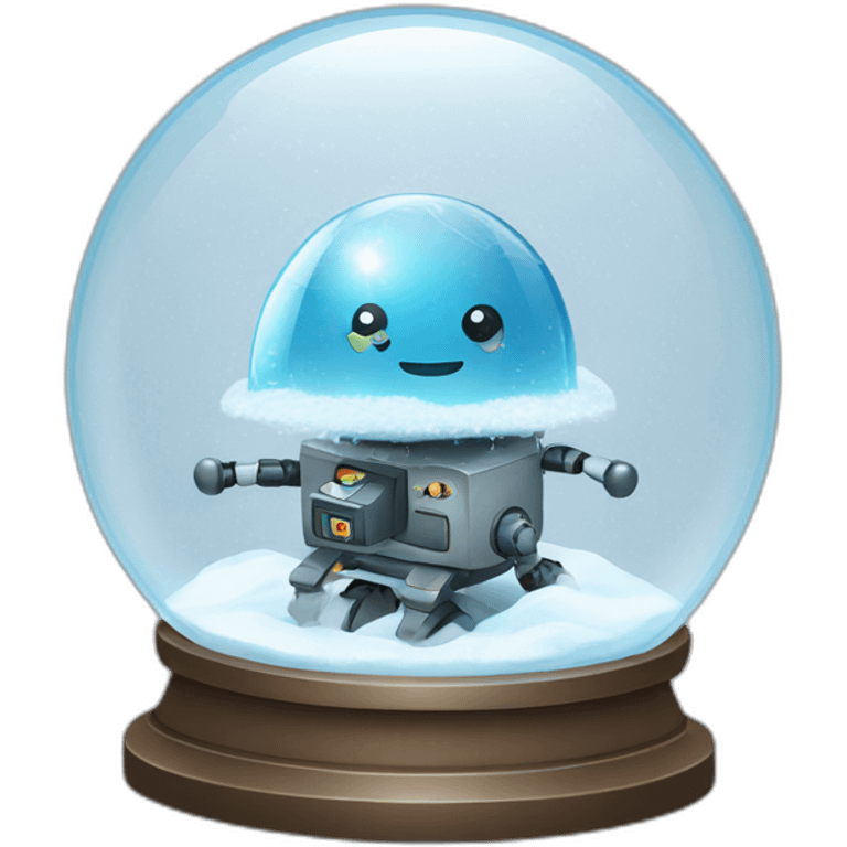 thunderstorm in a snow globe with a robot emoji