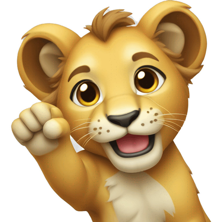 cute lion cub waving emoji