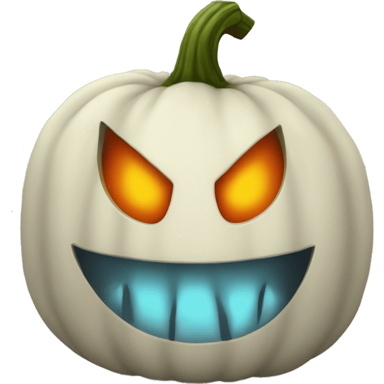 line mouthed pumpkin mixed with a ghost emoji