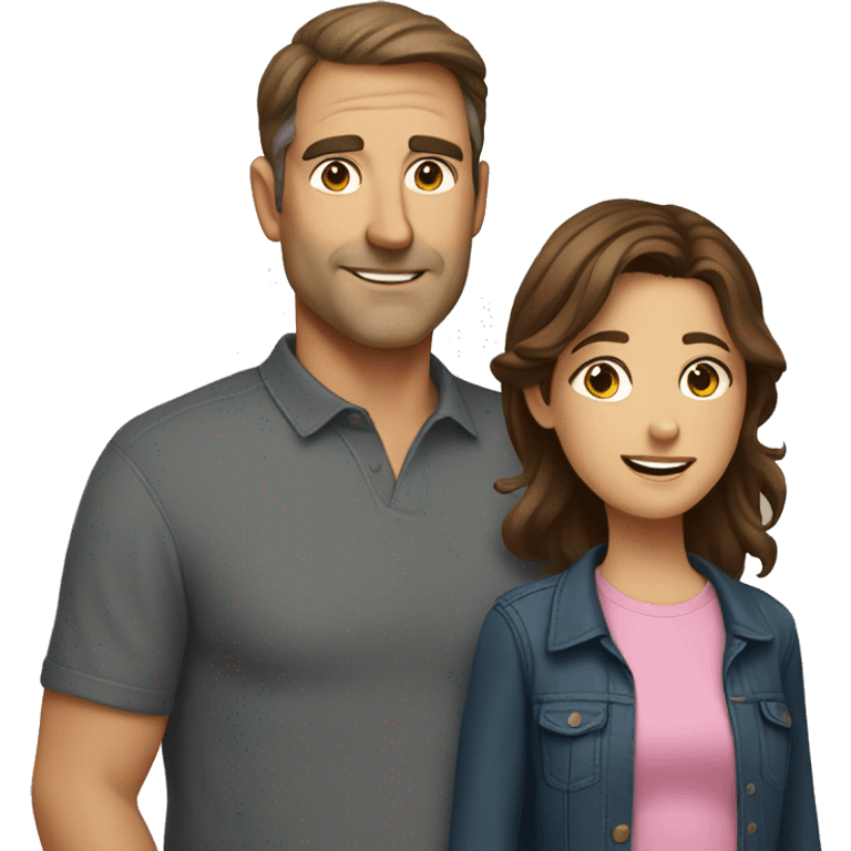 Middle age dad with brown hair and grownup daughter with brown hair  emoji