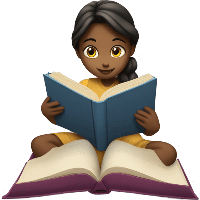 Girl reading a book peaking around the book  emoji