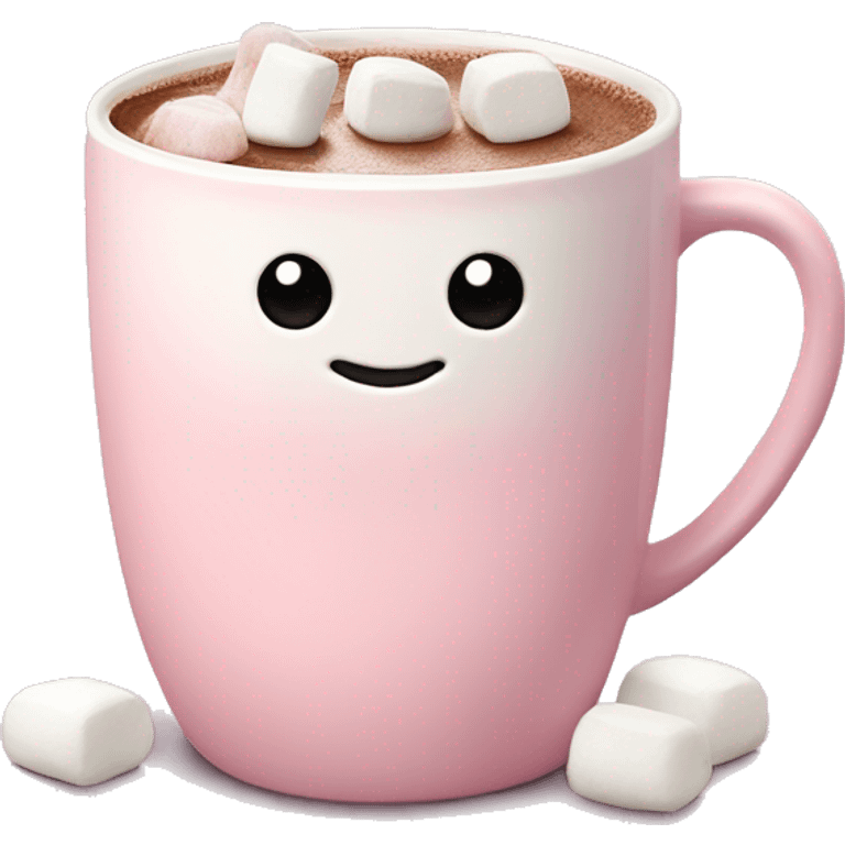 Light Pink mug of hot chocolate with marshmallows  emoji