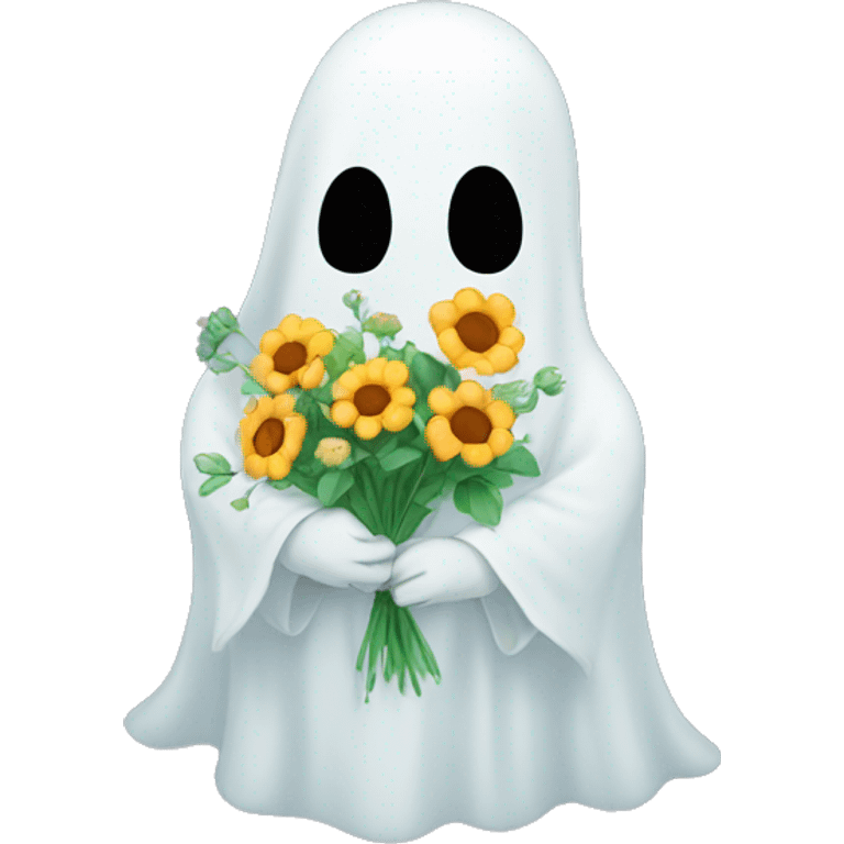 Ghost holding flowers  emoji