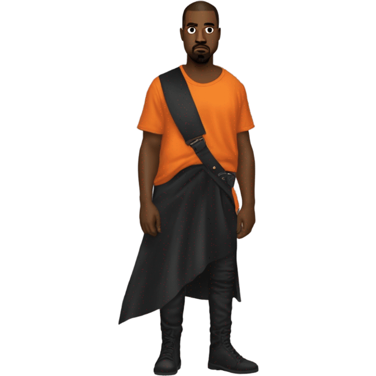 Kanye West vestido con una camiseta que tenga un zorro y que sea naranja emoji