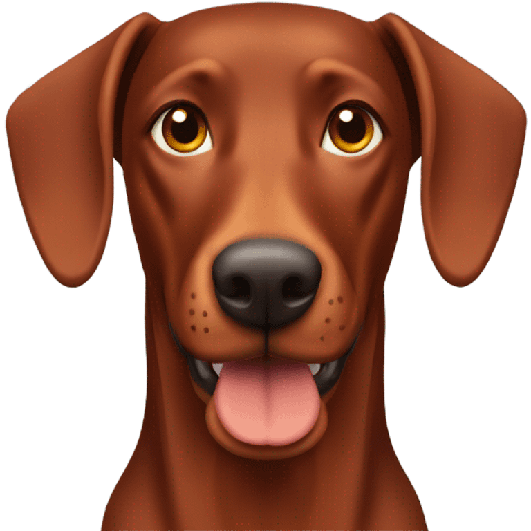 Red Doberman without cropped ears face facing front happy expression  emoji