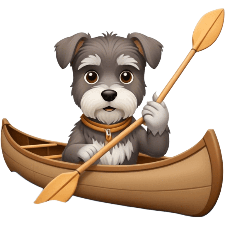 Schnauzer in canoe without paddles  emoji