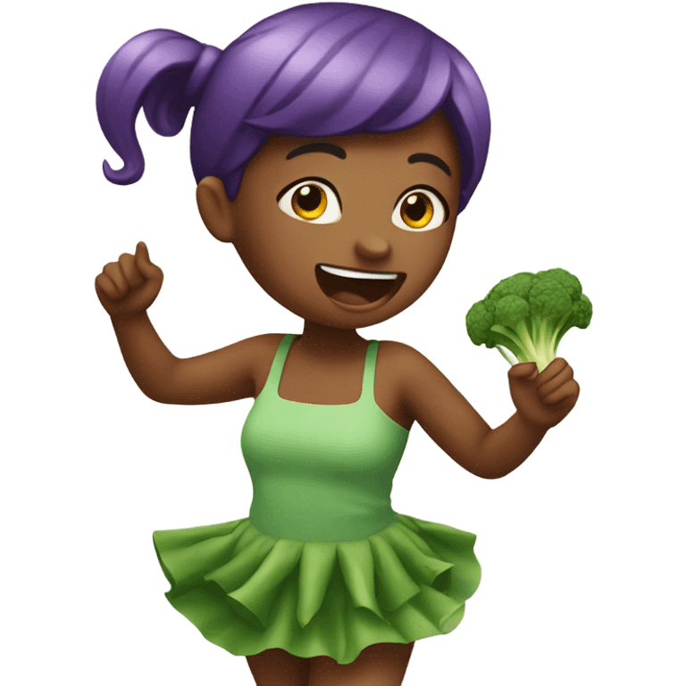 Dancing girl eating vegetables like eggplants  emoji