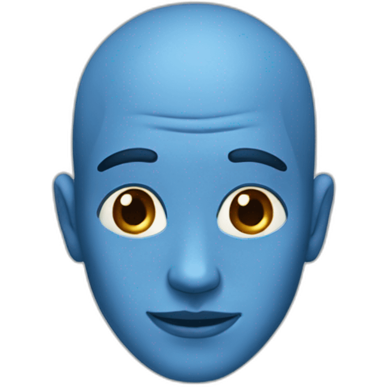 a man with out hair and with a blue skin emoji