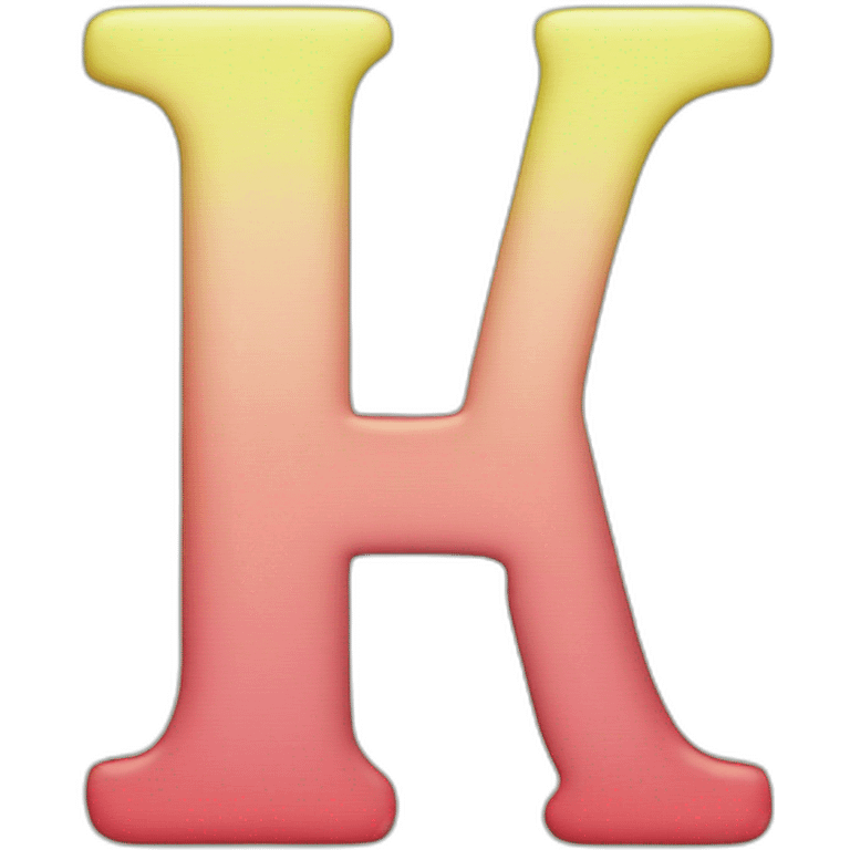 Letter A with shades of red, pink, light green, yellow, and light bule emoji