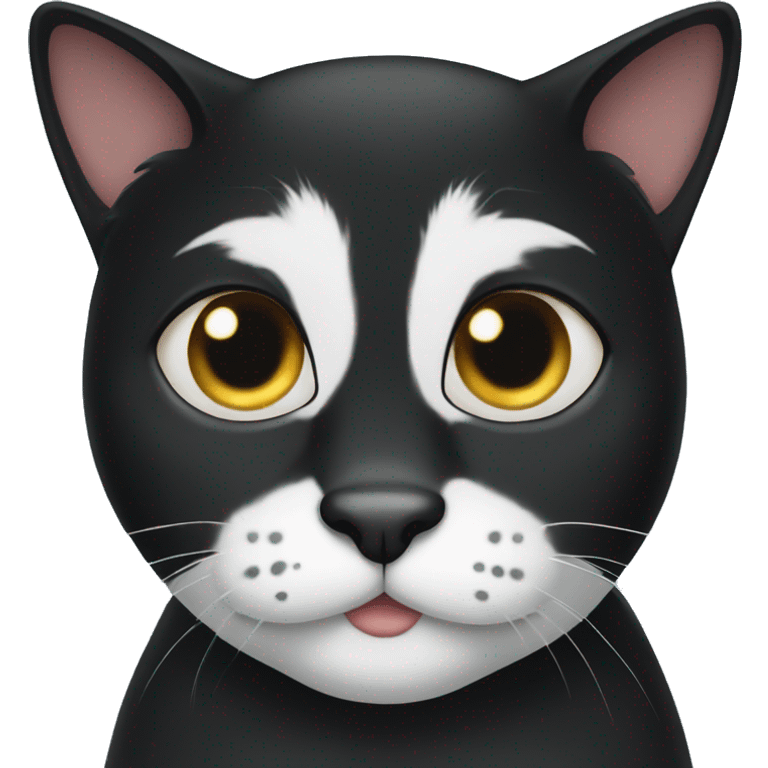 black tuxedo cat with white mustache  emoji