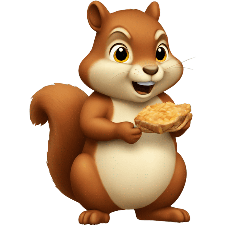 A fat squirrel eating a nit emoji