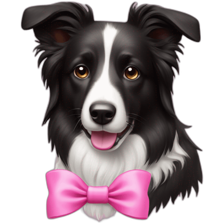 border collie dog with pink bow emoji