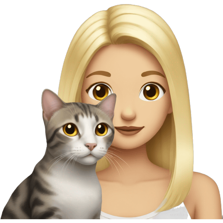 Cat with blonde girl emoji