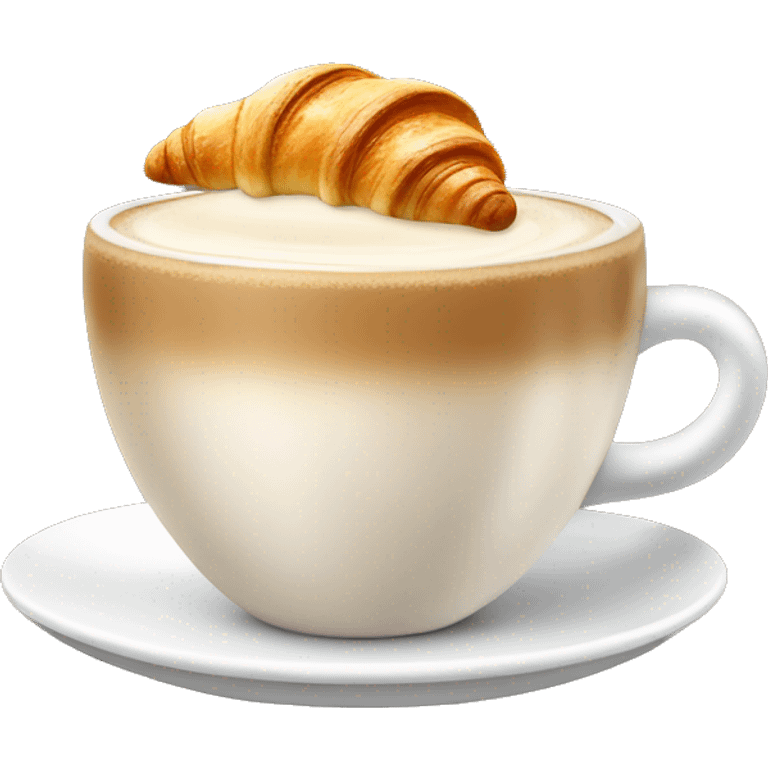 Cup of cappuccino with croissant emoji