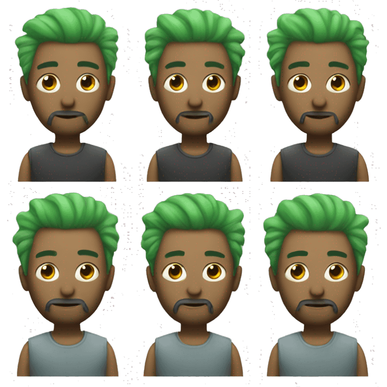 transmasc with green mullet hair and with a beard emoji