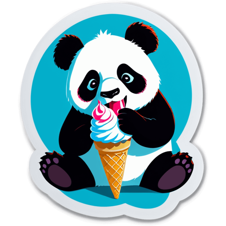 Panda eating ice cream emoji