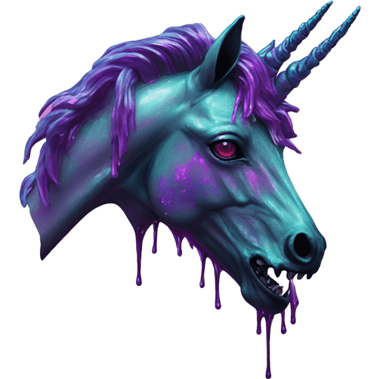 .Zombie_ Vaporwave black holographic oilslick zombie unicorn  emoji