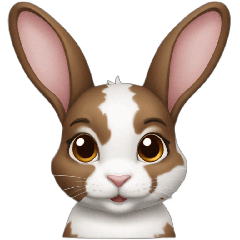 Harlequin rabbit breed dark and light brown with brown ears emoji