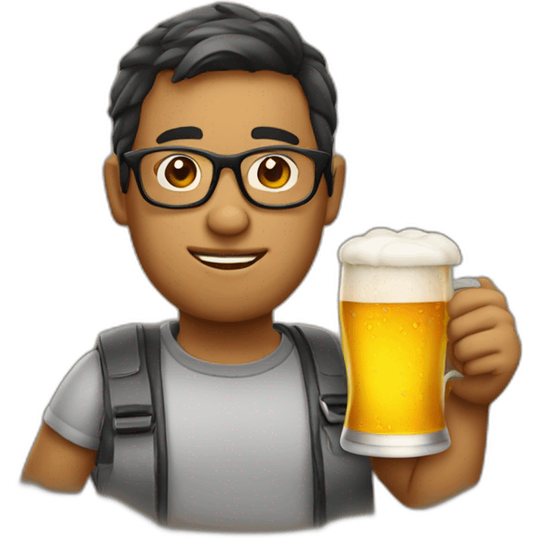 wearing glasses holding beer emoji