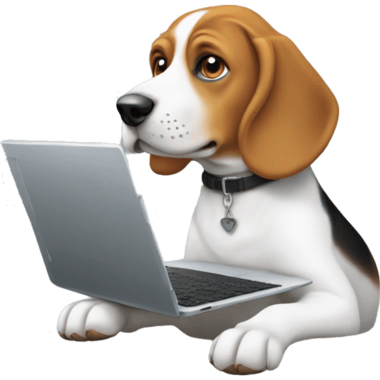 beagle with mackbook emoji