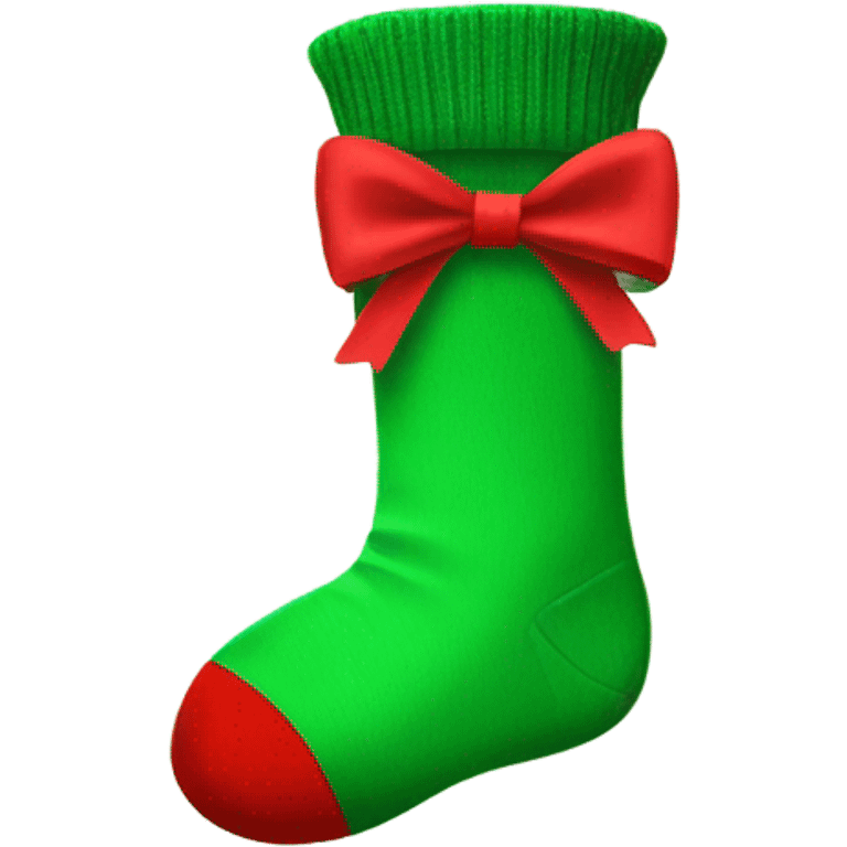 Red sock with green bow  emoji