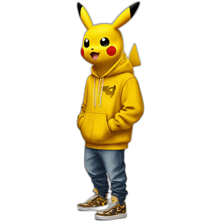 Pikachu with Travis Scott shoes and drake ovo hoodie emoji