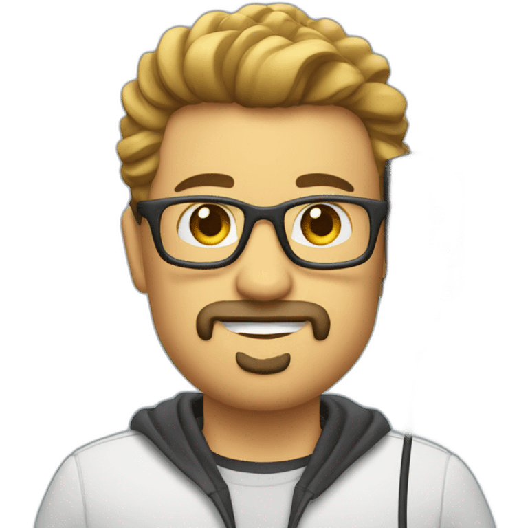 Podcaster with microphone headphones goatee emoji