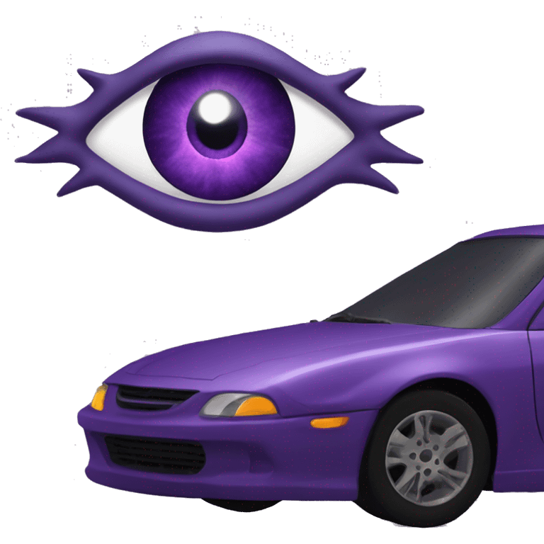 Sauron eye watching over a purple car emoji