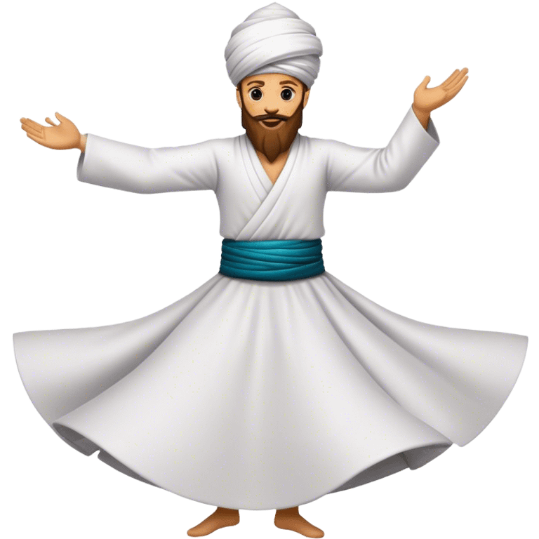 Cinematic Realistic Whirling Dervish Pop Culture Emoji, showcasing a mystical portrayal of traditional Sufi dance rendered with fluid textures and dynamic, spiritual lighting. emoji