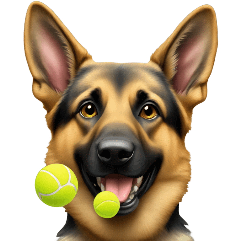 German shepherd with tennis ball in mouth emoji