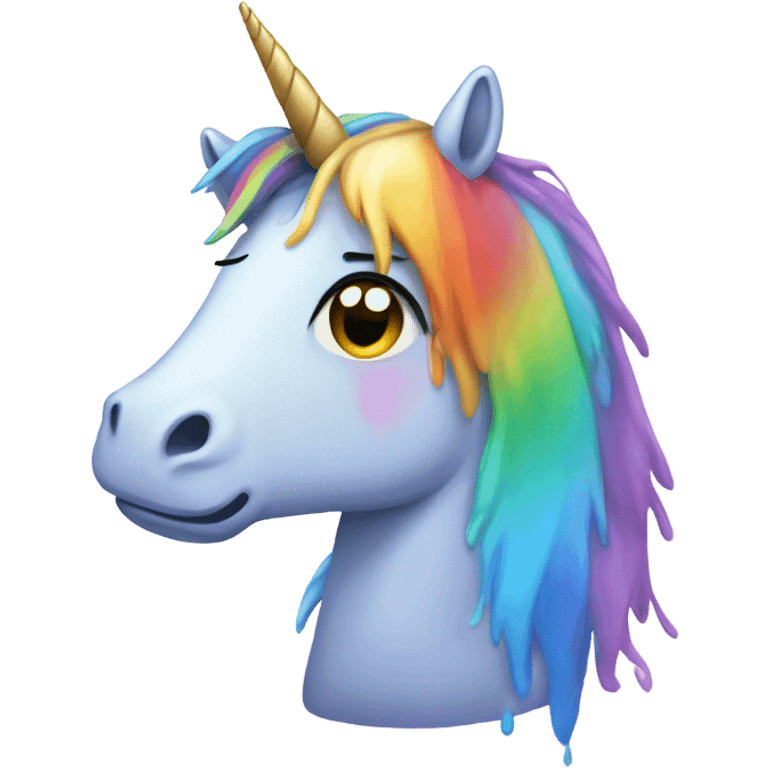 Sad unicorn crying rainbow tears emoji