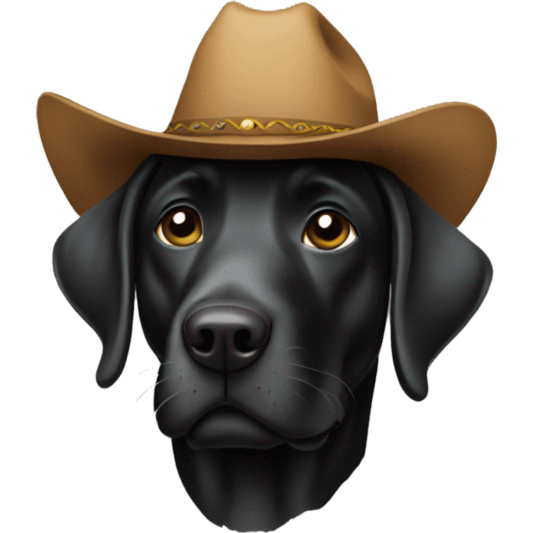 Black labrador wearing cowboy hat emoji