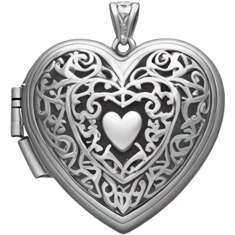 Heart-shaped locket silver necklace  emoji